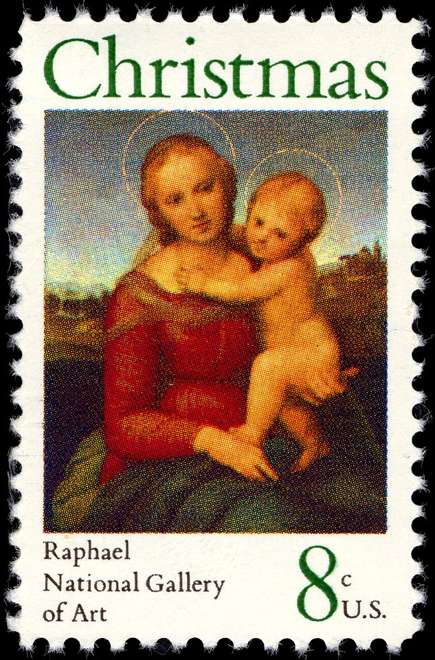 Christmas - Raphael The Small Cowper Madonna 8c 1973 issue U.S. stamp