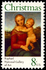 Christmas - Raphael The Small Cowper Madonna 8c 1973 issue U.S. stamp