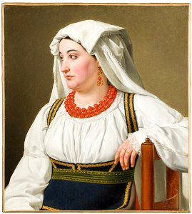 Christoffer Wilhelm Eckersberg - ’Una Ciociara’ – Portrait of a Roman Country Woman - NM 7334 - Nationalmuseum. Free illustration for personal and commercial use.