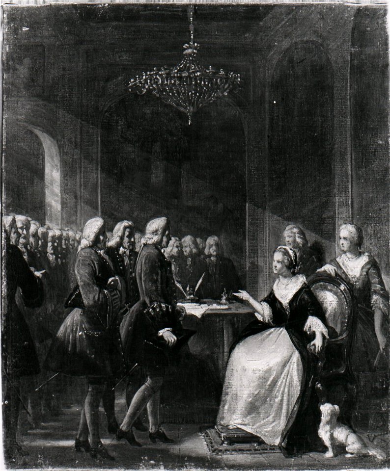 Christoffel Bisschop - Anno 1758. Een delegatie kooplieden bezoekt de gouvernante - SA 5125 - Amsterdam Museum
