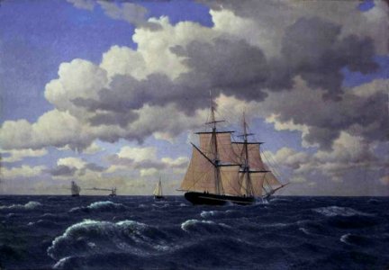 Christoffer Wilhelm Eckersberg - A Brig under Sail in Fair Weather - WGA7455