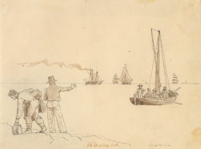 Christoffer Wilhelm Eckersberg - Passagerer sættes ud til Dampskibet Caledonia (KKS30)