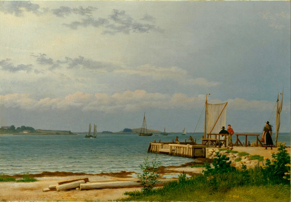 Christoffer Wilhelm Eckersberg - View towards Koster from the jetty at Kallehave - Google Art Project. Free illustration for personal and commercial use.