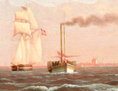 Christoffer Wilhelm Eckersberg - The Danish paddle steamer ‚Caledonia‘ (detail of a painting)