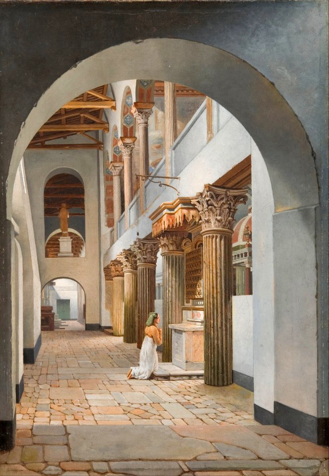 Christoffer Wilhelm Eckersberg - View of the Church of San Lorenzo fuori le Mura - Google Art Project