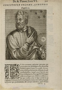Christopher Columbus by an unidentified artist, 1584, engraving on paper from Les Vrais Pourtraits et Vies des Hommes Illustres, from the National Portrait Gallery - NPG-NPG 2009 78Colombus-000001