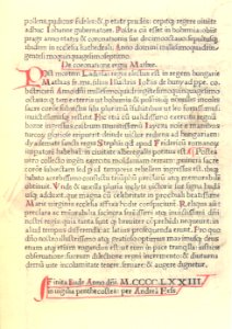 Chronicle of András Hess, Buda. 1473