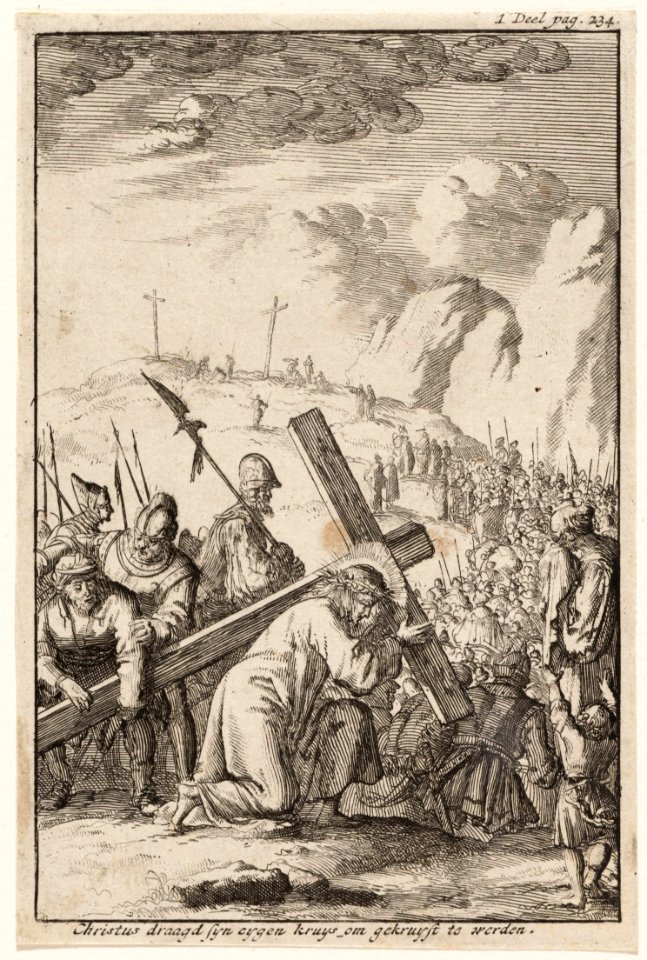 Christus draagd syn eygen kruys om gekruyst te werden, objectnr A 41750