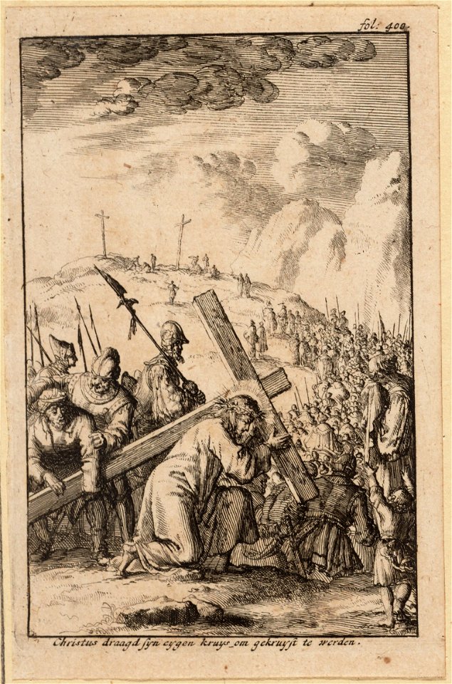 Christus draagd syn eygen kruys om gekruyst te werden, objectnr A 41768