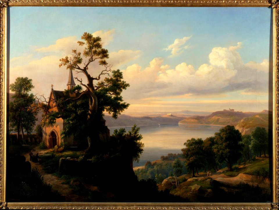 Chrystian Breslauer - Landscape with a lake and a Gothic church - MP 5268 - National Museum in Warsaw