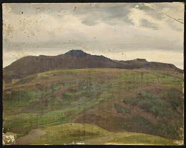 Chrystian Breslauer - Landscape with a meadow and a range of hills, sketch - MP 3209 MNW - National Museum in Warsaw. Free illustration for personal and commercial use.
