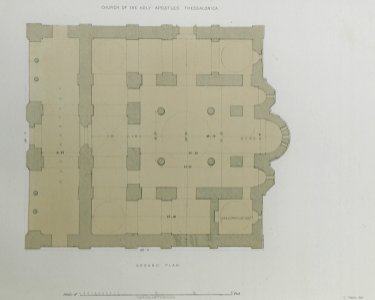 Church of the Holy Apostles Thessalonica Ground plan - Texier Charles - 1864