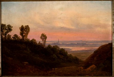 Chrystian Breslauer - Hilly landscape at sunset - MP 2581 MNW - National Museum in Warsaw. Free illustration for personal and commercial use.