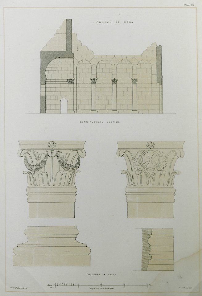 Church at Dana Longitudinal section Columns in nave - Texier Charles - 1864