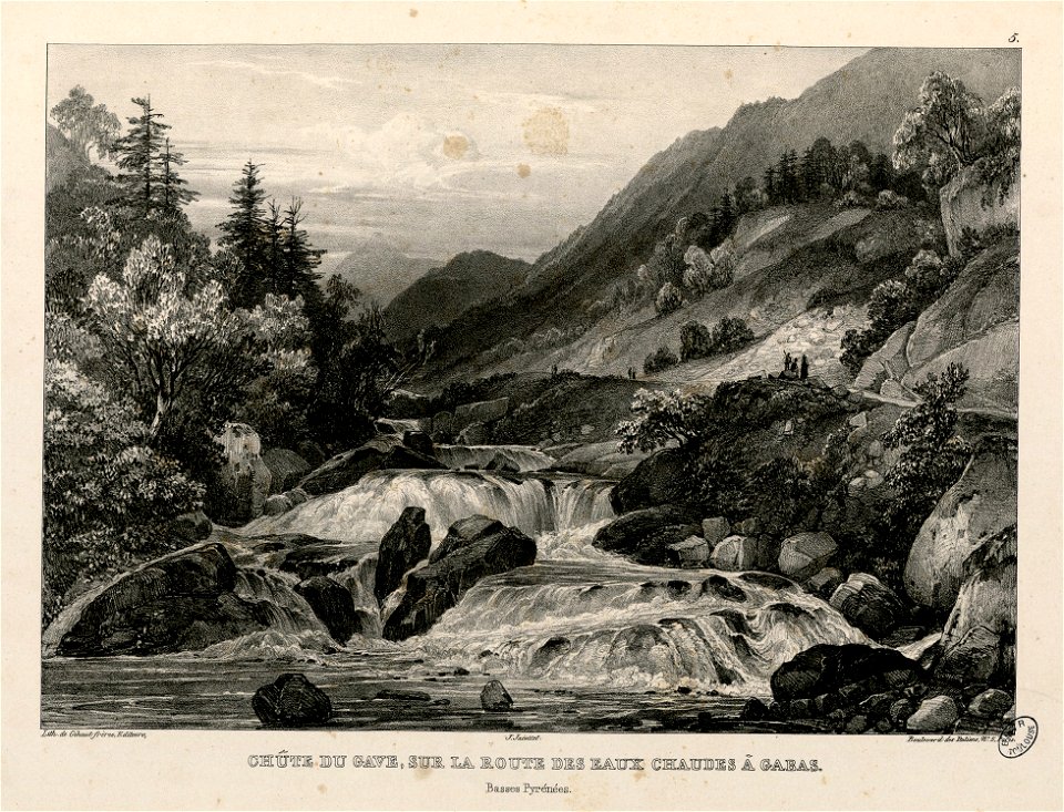 Chute du gave sur la route des Eaux Chaudes à Gabas (Basses Pyrénées) - Fonds Ancely - B315556101 A JACOTTET 1 009