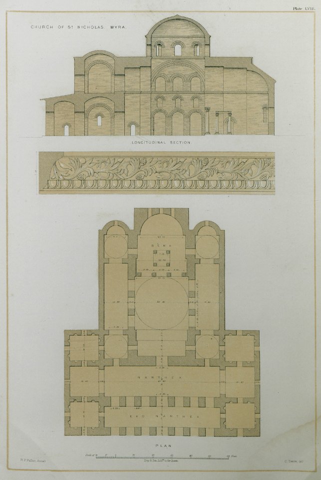 Church of St Nicolas Myra Longitudinal section Plan - Texier Charles - 1864