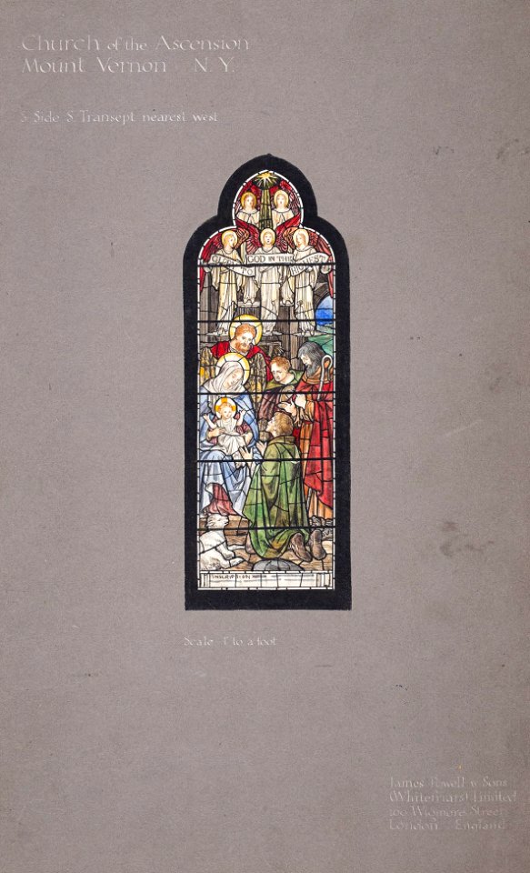 Church of the Ascension, Mount Vernon NY - Presentation drawing for the ‘Nativity’ Window in the South Transept - James Powell and Sons - 1927