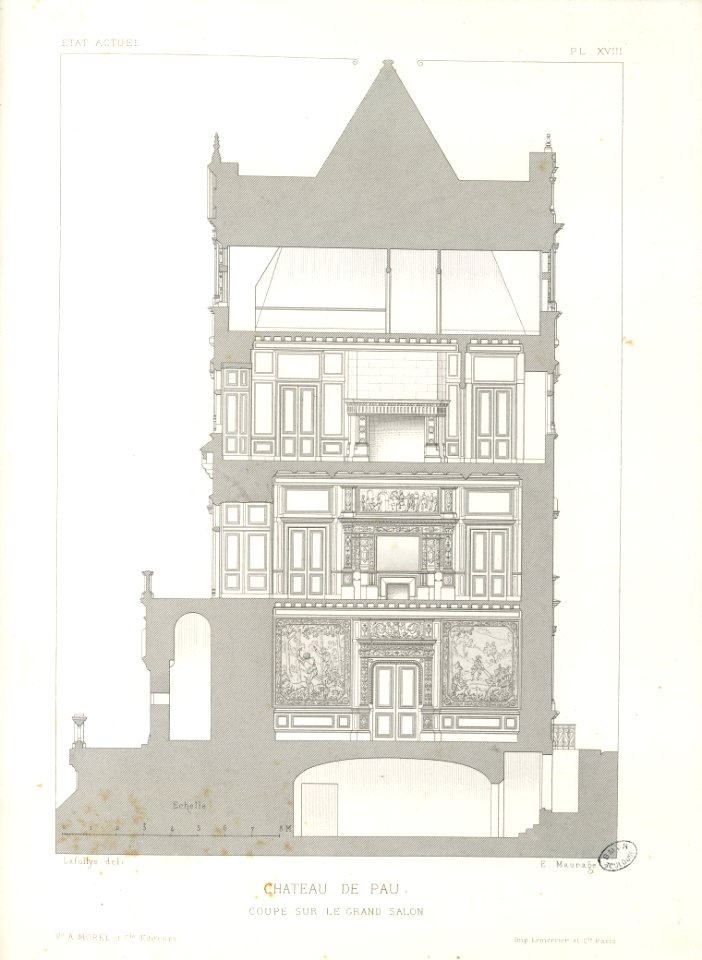 Château de Pau. Etat actuel. Coupe sur le grand salon - Fonds Ancely - B315556101 A LAFOLLYE 086