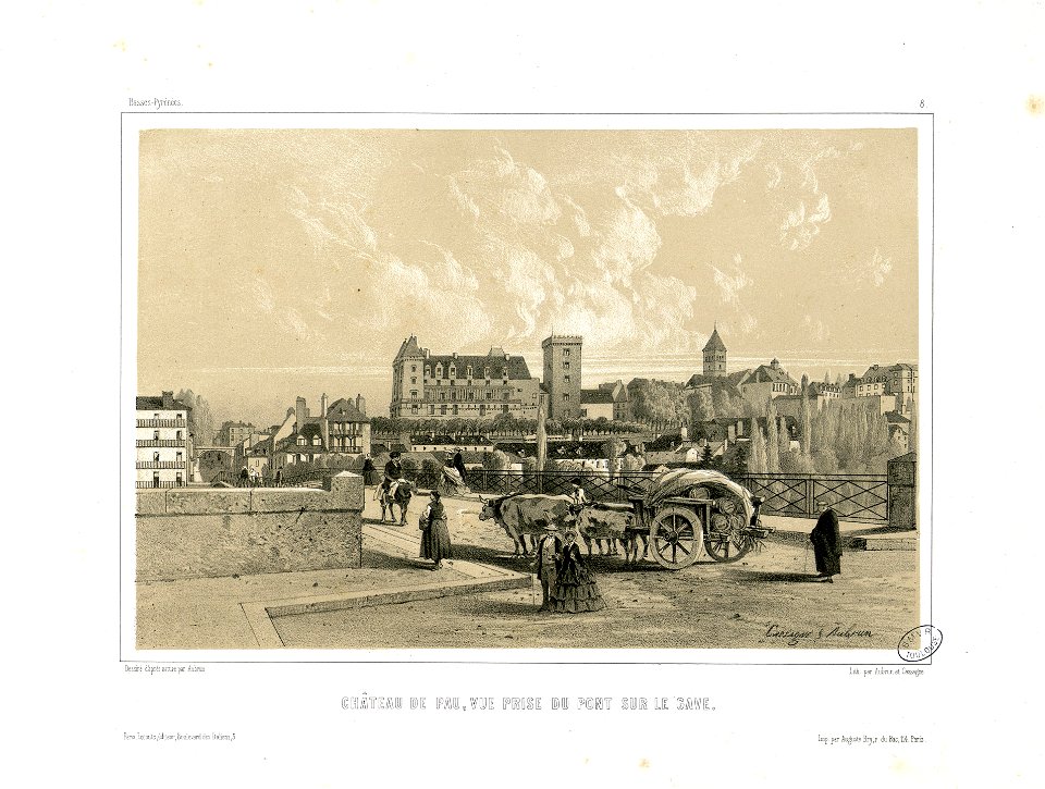 Château de Pau, vue prise du pont sur le Gave (Basses-Pyrénées, 8) - Fonds Ancely - B315556101 A AUBRUN 1 005