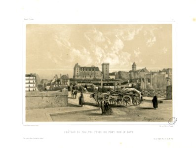 Château de Pau, vue prise du pont sur le Gave (Basses-Pyrénées, 8) - Fonds Ancely - B315556101 A AUBRUN 1 005