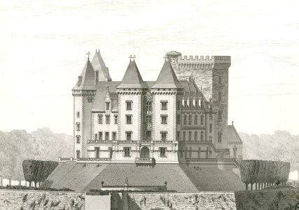 Château de Pau. Etat actuel. Elévation sur l'angle ouest et sud - Fonds Ancely - B315556101 A LAFOLLYE 085