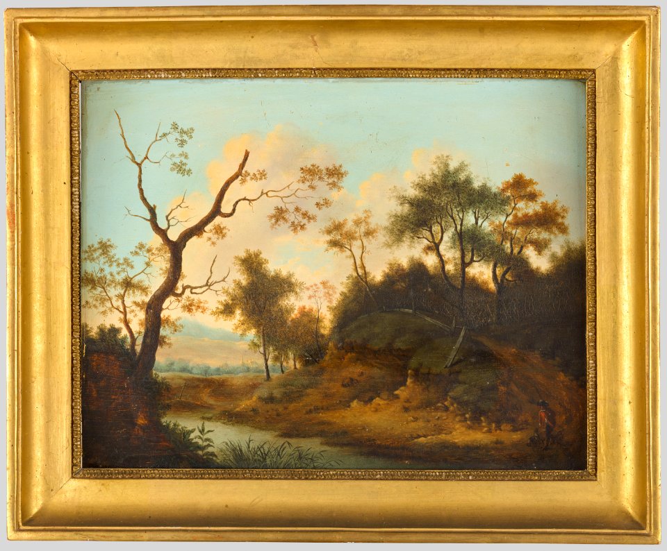 Château de Bussy-Rabutin - Paysage avec un chasseur et quatre chiens (bgw19 0366)