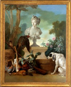 Château de Versailles, appartements du Dauphin et de la Dauphine, salle des gardes, Nature morte au buste de l'Afrique, Jean-Baptiste Oudry, 1722