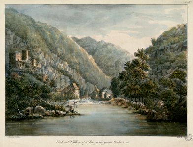 Château et village de Saint-Béat sur la Garonne. 3 octobre 1821 Castle and Village of St. Beat on the Garonne. October 3 1821 - Fonds Ancely - B315556101 A COLSTON 022