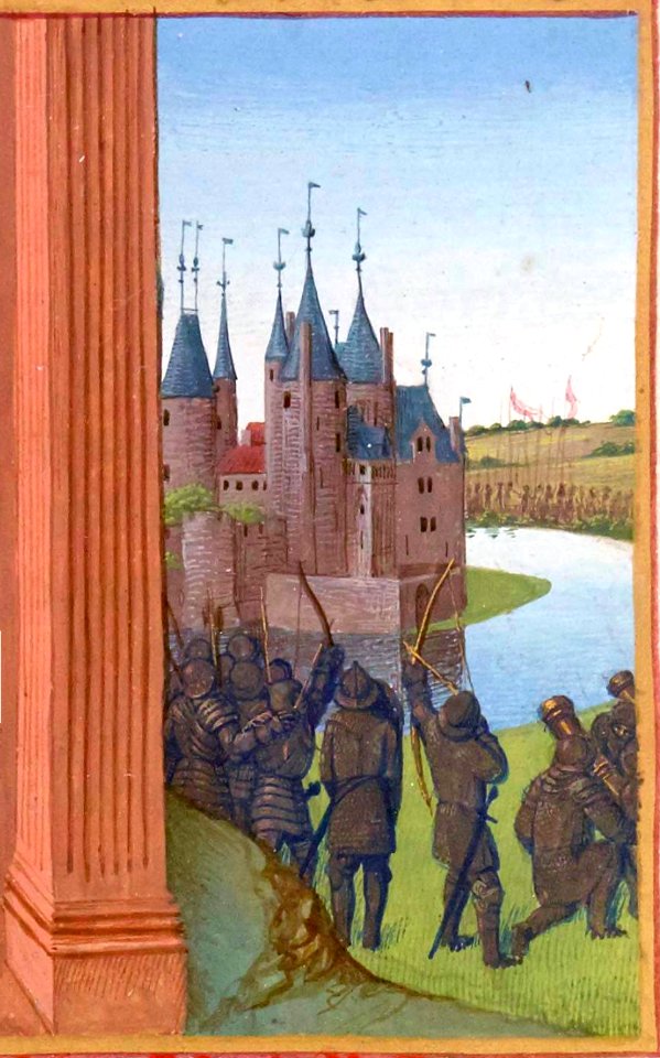 Château de Melun - Grandes Chroniques de France f019 (détail) - Jean Fouquet