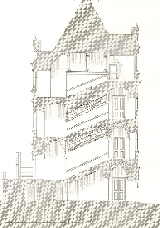 Château de Pau. Etat actuel. Coupe sur le grand escalier - Fonds Ancely - B315556101 A LAFOLLYE 087