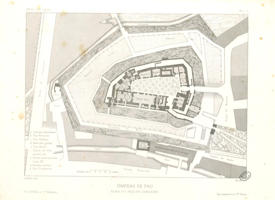 Château de Pau. Etat en 1828. Plan du rez-de-chaussée - Fonds Ancely - B315556101 A LAFOLLYE 072