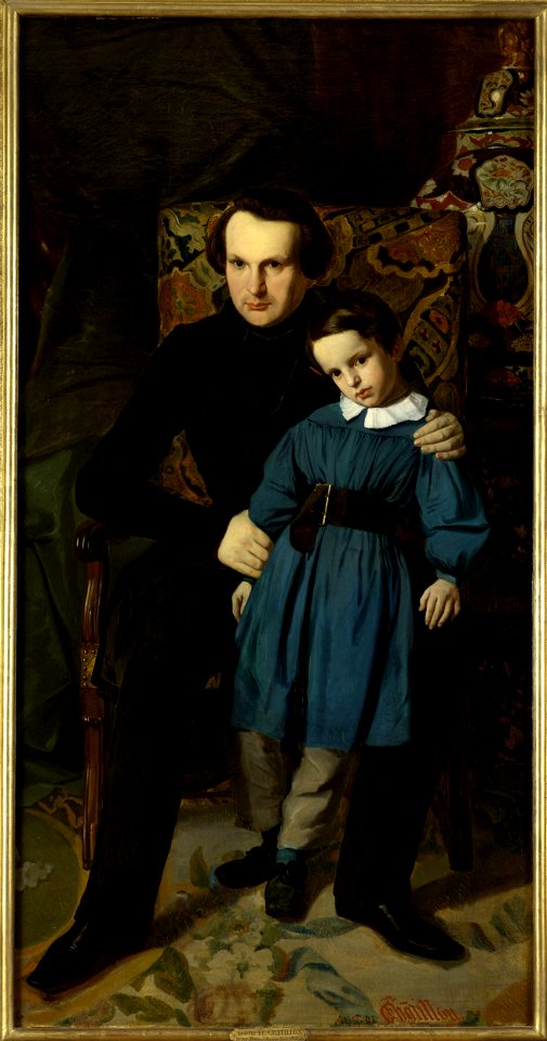 Châtillon, Auguste de - Portrait de Victor Hugo avec son fils de François-Victor Hugo - 194 - Maison de Victor Hugo