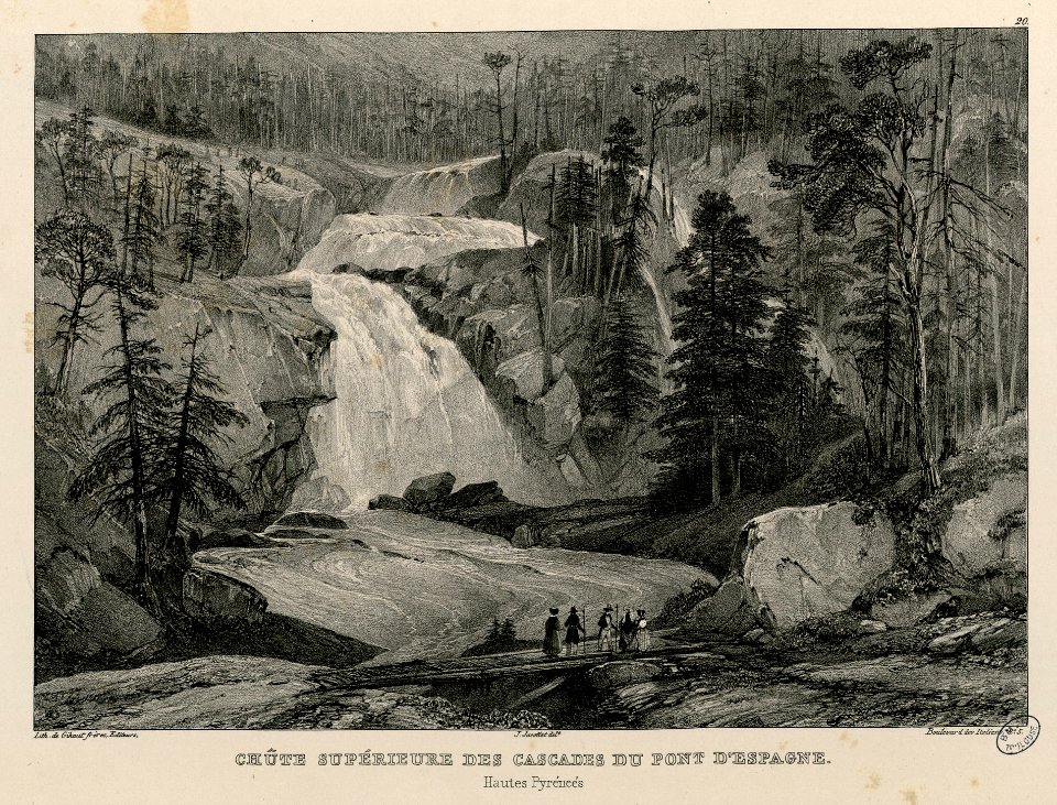 Chûte supérieure des cascades du Pont d' Espagne (Hautes Pyrénées) - Fonds Ancely - B315556101 A JACOTTET 1 024
