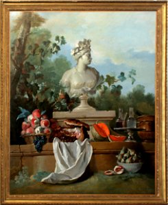 Château de Versailles, appartements du Dauphin et de la Dauphine, salle des gardes, Nature morte au buste de l'Amérique, Jean-Baptiste Oudry, 1722