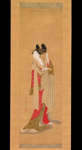 Chōbunsai Eishi - Courtesan with a Letter in Her Mouth - 2015.500.9.16 - Metropolitan Museum of Art