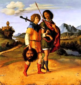 Cima da Conegliano - Gionata e david con la testa di Golia 1505. Free illustration for personal and commercial use.