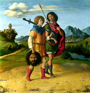 Cima da Conegliano - Gionata e david con la testa di Golia. Free illustration for personal and commercial use.