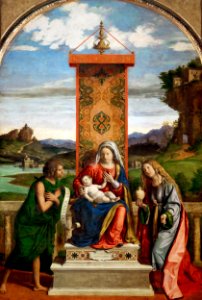 Cima da conegliano, madonna in trono con santi, louvre. Free illustration for personal and commercial use.