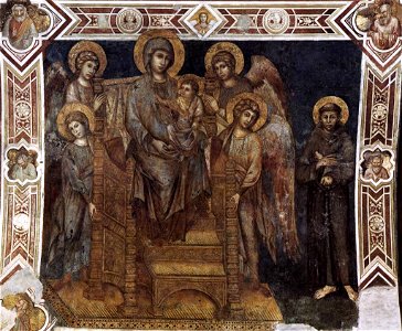 Cimabue - Madonna Enthroned with the Child, St Francis and Four Angels - WGA04920