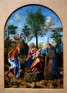 Conegliano - Madonna Dell'Arancio tra i santi Ludovico da Tolosa e Girolamo. Free illustration for personal and commercial use.