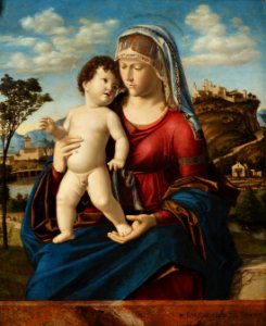 Cima da Conegliano - Madonna and Child in a Landscape - without frame. Free illustration for personal and commercial use.