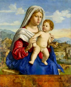 Cima da Conegliano, The Virgin and Child, 53.3 x 43.8 cm, NG London. Free illustration for personal and commercial use.