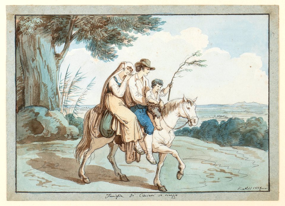 Ciociari family on the road - Bartolomeo Pinelli