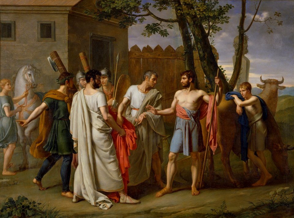 Cincinato abandona el arado para dictar leyes a Roma, c.1806 de Juan Antonio Ribera