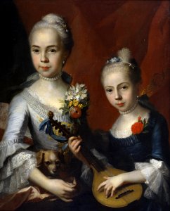 Circle of Antoine Pesne - Portrait of Two Girls - Google Art Project. Free illustration for personal and commercial use.