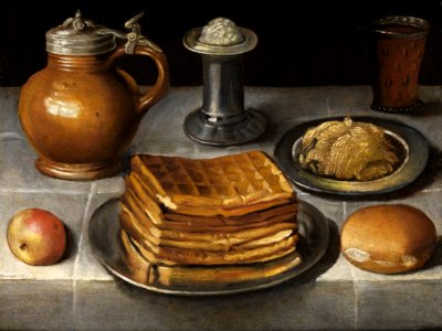 Circle of Georg Flegel Still life with waffles. Free illustration for personal and commercial use.