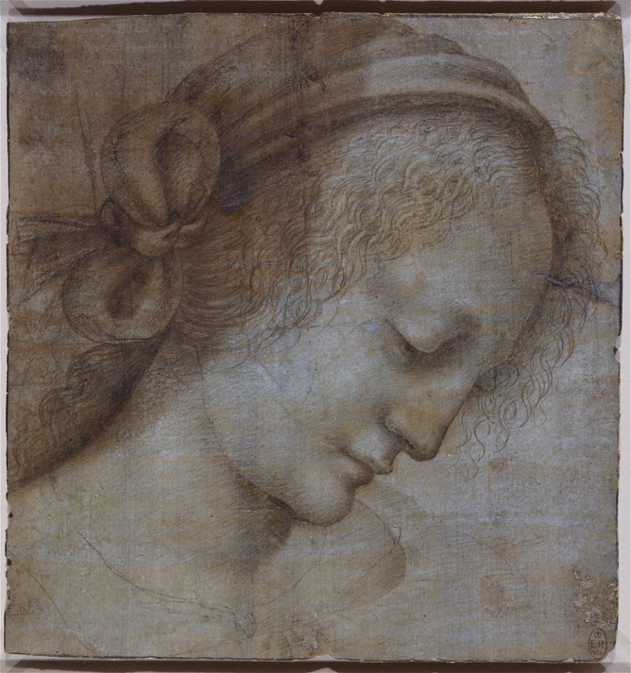 Circle of Leonardo da Vinci - RCIN 912509, The head of a young woman looking down c.1490-1500