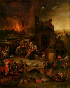 Circle of Jheronimus Bosch - Temptation of Saint Anthony (Antwerpen). Free illustration for personal and commercial use.