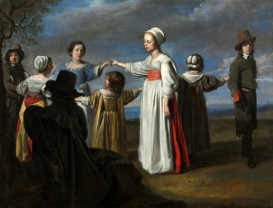 Circle of Le Nain - Children Dancing, c. 1650. Free illustration for personal and commercial use.