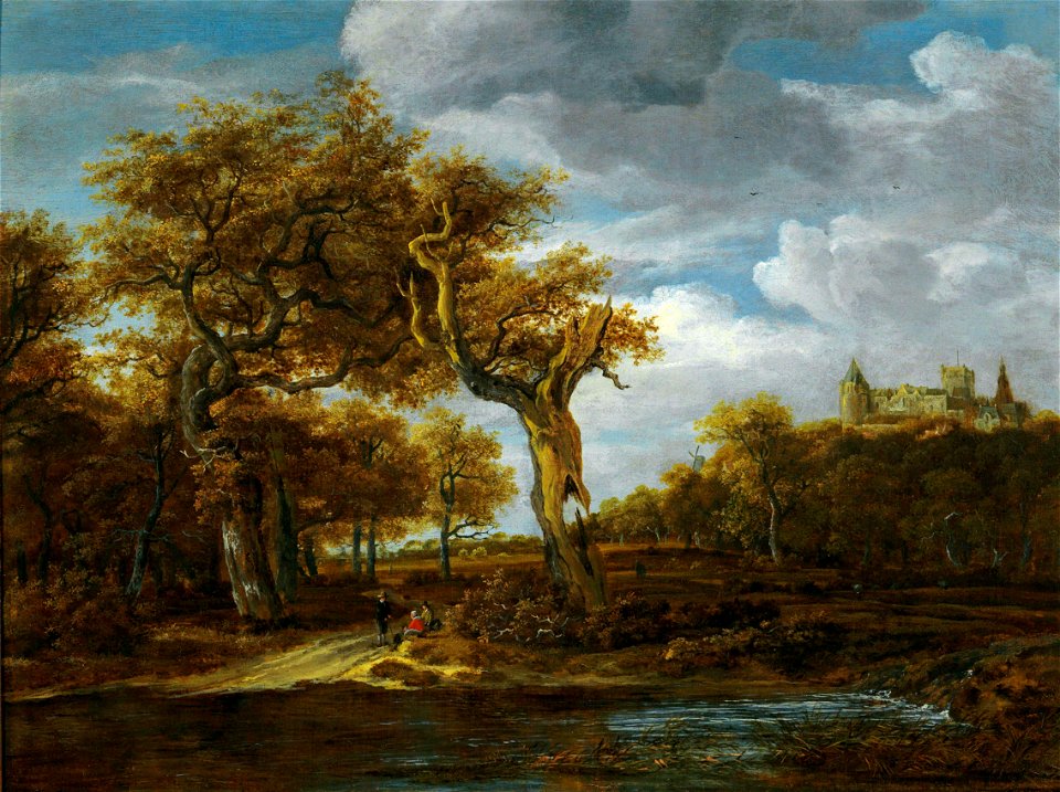 Circle of Ruisdael or Meindert Hobbema- Wooded Landscape with Bentheim Castle 1857911